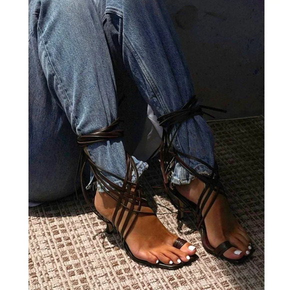 A'mmonde Atelier Aria 75 Multi Strap High Heels in Brown 37 7 Womens Sandals - Picture 5 of 16